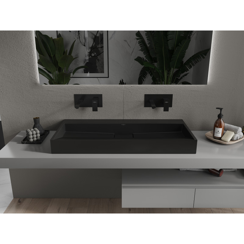 Mexen Ava umywalka nablatowa z konglomeratu B/O 100 x 46 cm, czarna - 23011070