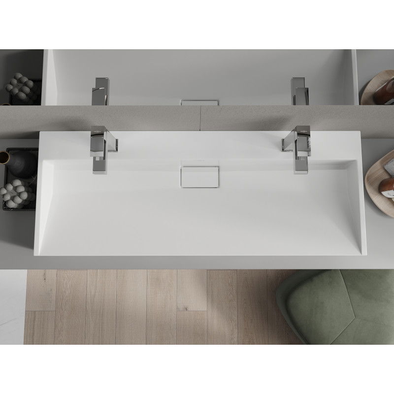 Mexen Ava umywalka nablatowa z konglomeratu 2/O 120 x 46 cm, biała - 23011202