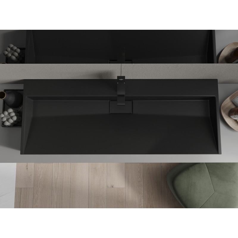 Mexen Ava umywalka nablatowa z konglomeratu 1/O 120 x 46 cm, czarna - 23011271