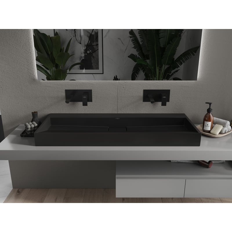Mexen Ava umywalka nablatowa z konglomeratu B/O 120 x 46 cm, czarna - 23011270