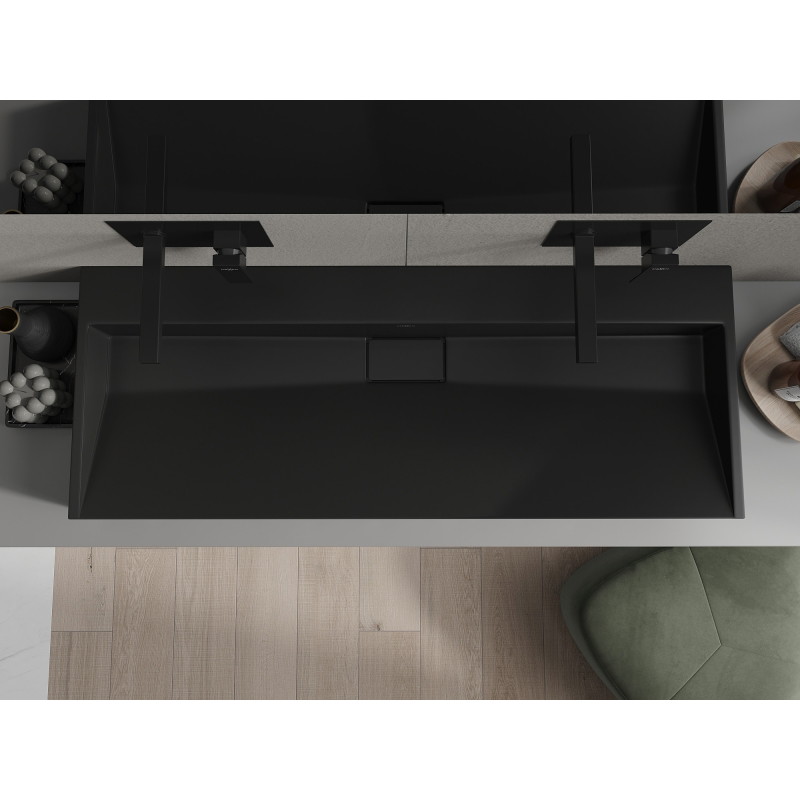 Mexen Ava umywalka nablatowa z konglomeratu B/O 120 x 46 cm, czarna - 23011270