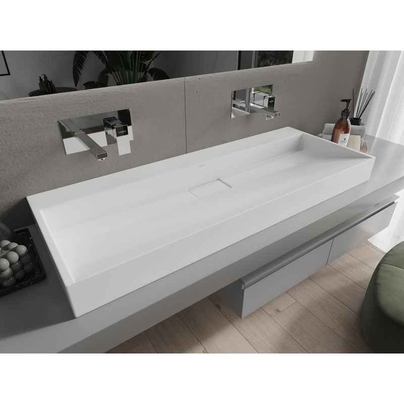 Mexen Ava umywalka nablatowa z konglomeratu B/O 120 x 46 cm, biała - 23011200