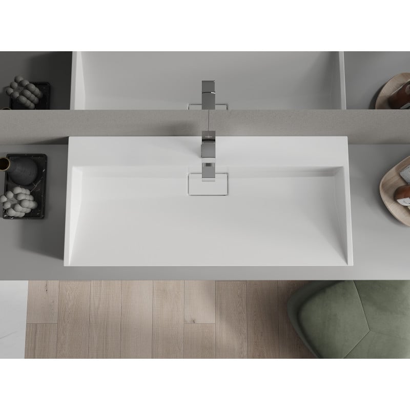 Mexen Ava umywalka nablatowa z konglomeratu 1/O 100 x 46 cm, biała - 23011001