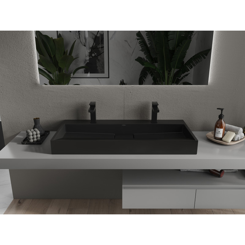 Mexen Ava umywalka nablatowa z konglomeratu 2/O 100 x 46 cm, czarna - 23011072