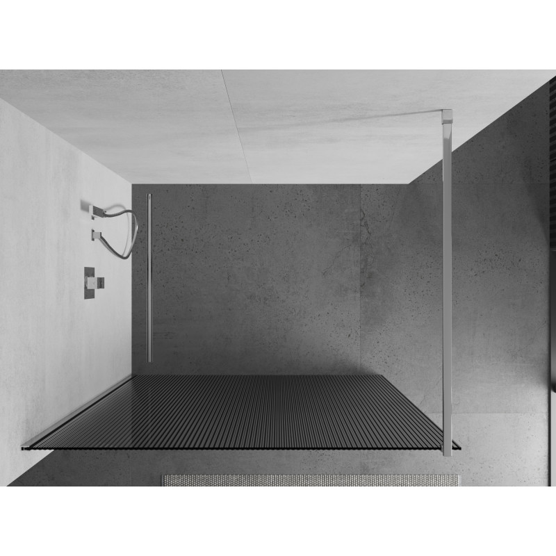 Mexen Kioto ścianka prysznicowa Walk-in 140 x 200 cm, prążki 8 mm, chrom - 800-140-101-01-09
