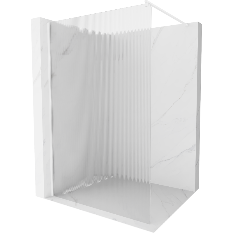Mexen Kioto ścianka prysznicowa Walk-in 90 x 200 cm, prążki 8 mm, biała - 800-090-101-20-09