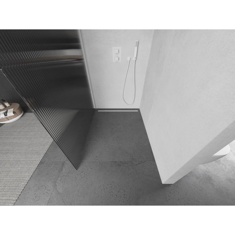 Mexen Kioto ścianka prysznicowa Walk-in 100 x 200 cm, prążki 8 mm, biała - 800-100-101-20-09