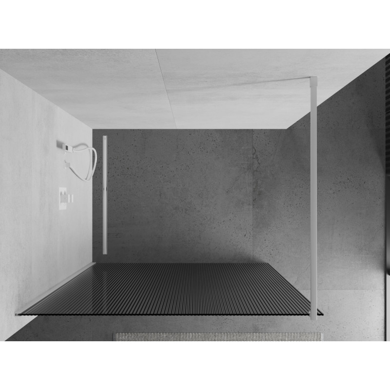 Mexen Kioto ścianka prysznicowa Walk-in 130 x 200 cm, prążki 8 mm, biała - 800-130-101-20-09