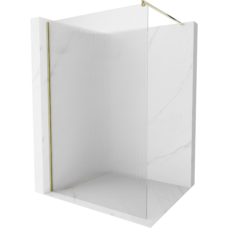 Mexen Kioto ścianka prysznicowa Walk-in 110 x 200 cm, prążki 8 mm, złota - 800-110-101-50-09