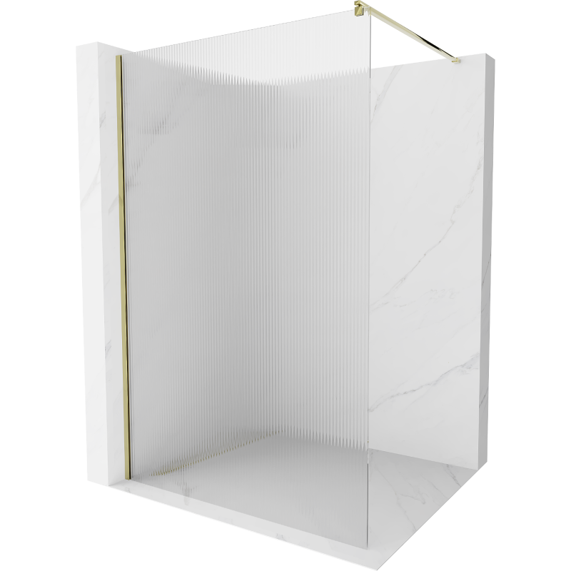 Mexen Kioto ścianka prysznicowa Walk-in 120 x 200 cm, prążki 8 mm, złota - 800-120-101-50-09