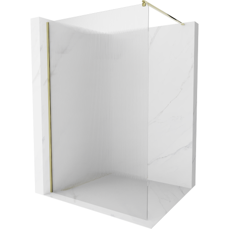 Mexen Kioto ścianka prysznicowa Walk-in 120 x 200 cm, prążki 8 mm, złota - 800-120-101-50-09