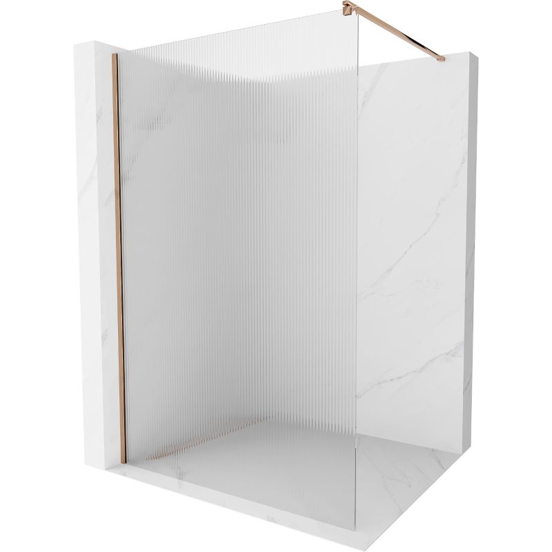 Mexen Kioto ścianka prysznicowa Walk-in 90 x 200 cm, prążki 8 mm, różowe złoto - 800-090-101-60-09