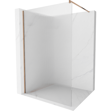 Mexen Kioto ścianka prysznicowa Walk-in 90 x 200 cm, prążki 8 mm, różowe złoto - 800-090-101-60-09