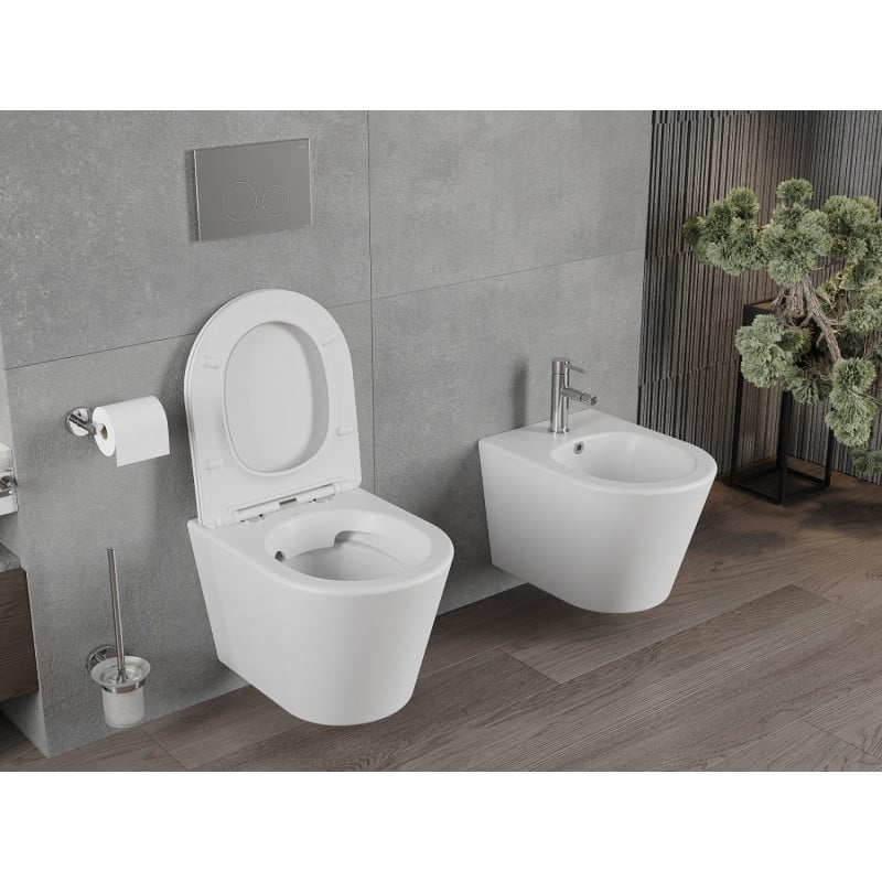Mexen Rico miska wc Rimless z deską wolnoopadającą slim, duroplast, biała mat - 30724001