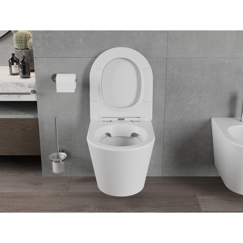 Mexen Rico miska wc Rimless z deską wolnoopadającą slim, duroplast, biała mat - 30724001