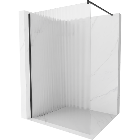Mexen Kioto ścianka prysznicowa 80 x 200 cm, prążki 8 mm, czarna - 800-080-101-70-09