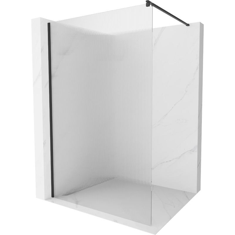 Mexen Kioto ścianka prysznicowa 90 x 200 cm, prążki 8 mm, czarna - 800-090-101-70-09