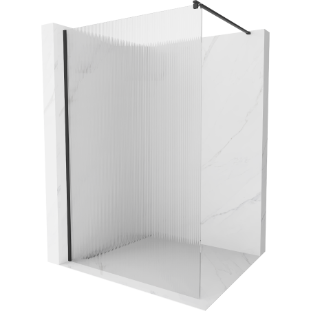 Mexen Kioto ścianka prysznicowa 100 x 200 cm, prążki 8 mm, czarna - 800-100-101-70-09