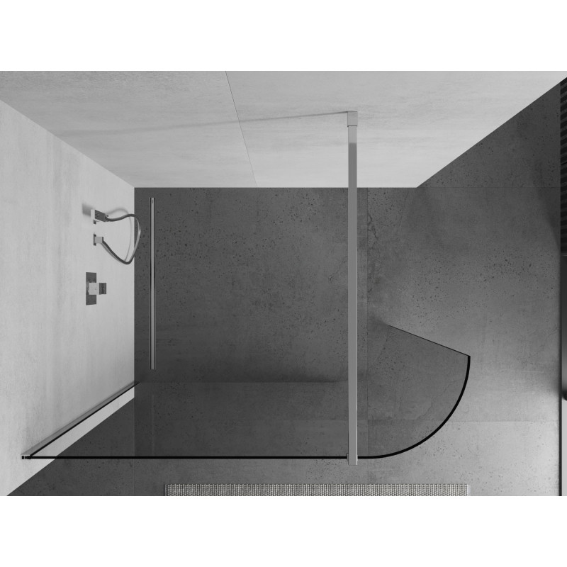 Mexen Kioto-R ścianka prysznicowa zaokrąglona Walk-in 90 x 200 cm, transparent 8 mm, chrom - 800-090-101-01-06