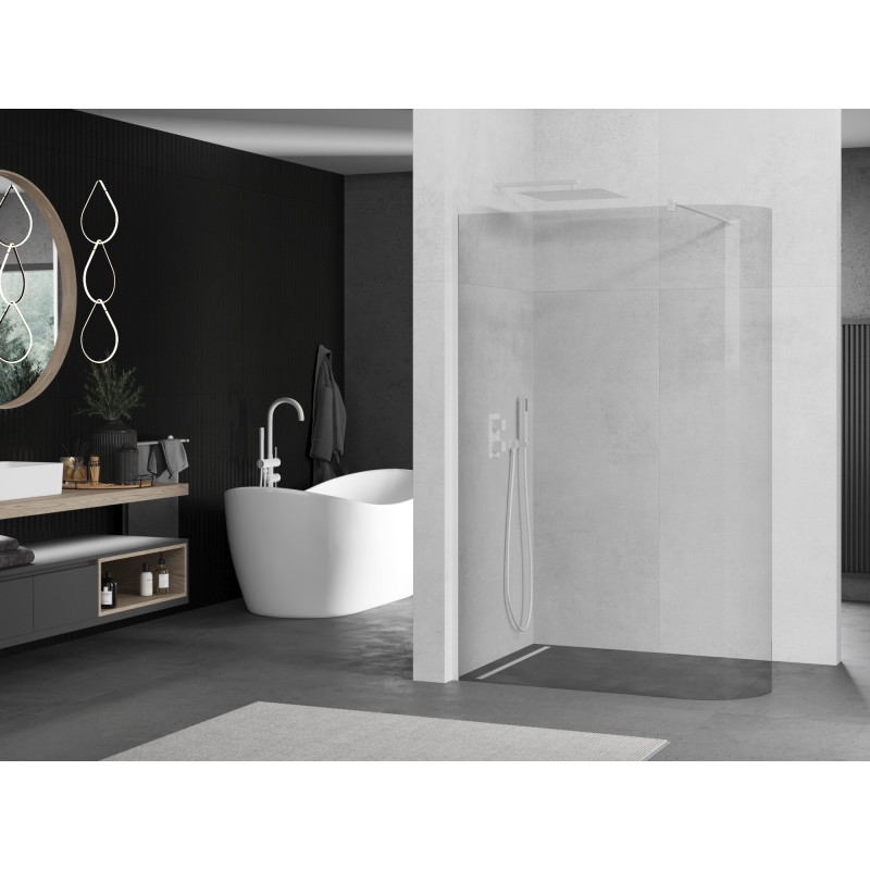 Mexen Kioto-R ścianka prysznicowa zaokrąglona Walk-in 90 x 200 cm, transparent 8 mm, biała - 800-090-101-20-06