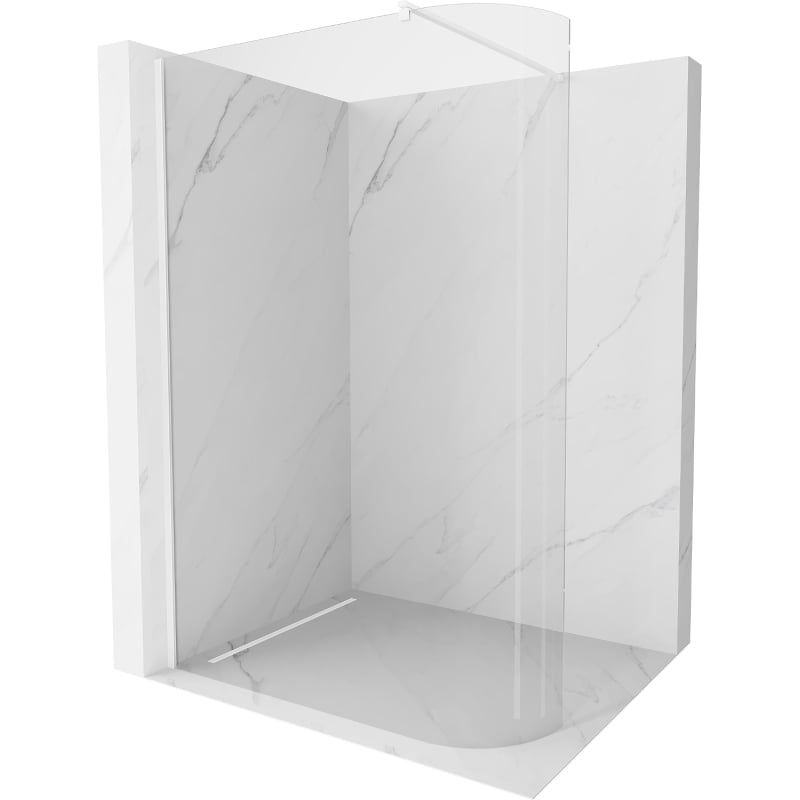 Mexen Kioto-R ścianka prysznicowa zaokrąglona Walk-in 100 x 200 cm, transparent 8 mm, biała - 800-100-101-20-06