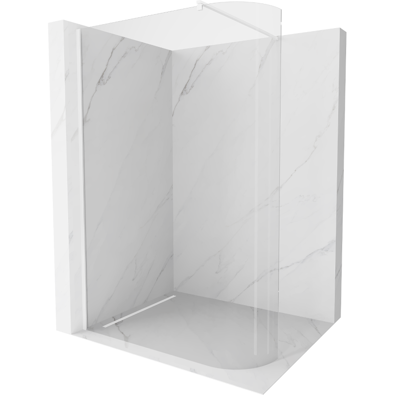 Mexen Kioto-R ścianka prysznicowa zaokrąglona Walk-in 120 x 200 cm, transparent 8 mm, biała - 800-120-101-20-06