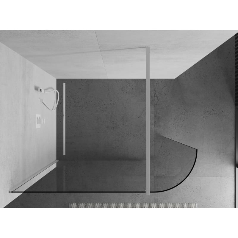 Mexen Kioto-R ścianka prysznicowa zaokrąglona Walk-in 160 x 200 cm, transparent 8 mm, biała - 800-160-101-20-06