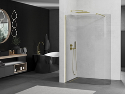 Mexen Kioto-R ścianka prysznicowa zaokrąglona Walk-in 100 x 200 cm, transparent 8 mm, złota - 800-100-101-50-06
