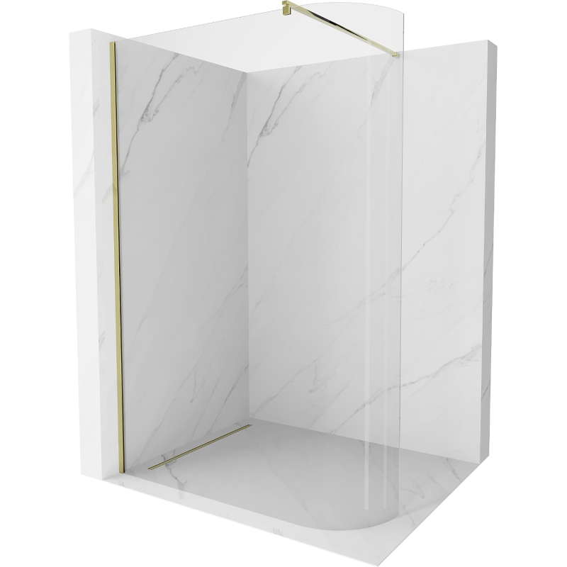 Mexen Kioto-R  ścianka prysznicowa zaokrąglona Walk-in 130 x 200 cm, transparent 8 mm, złota - 800-130-101-50-06