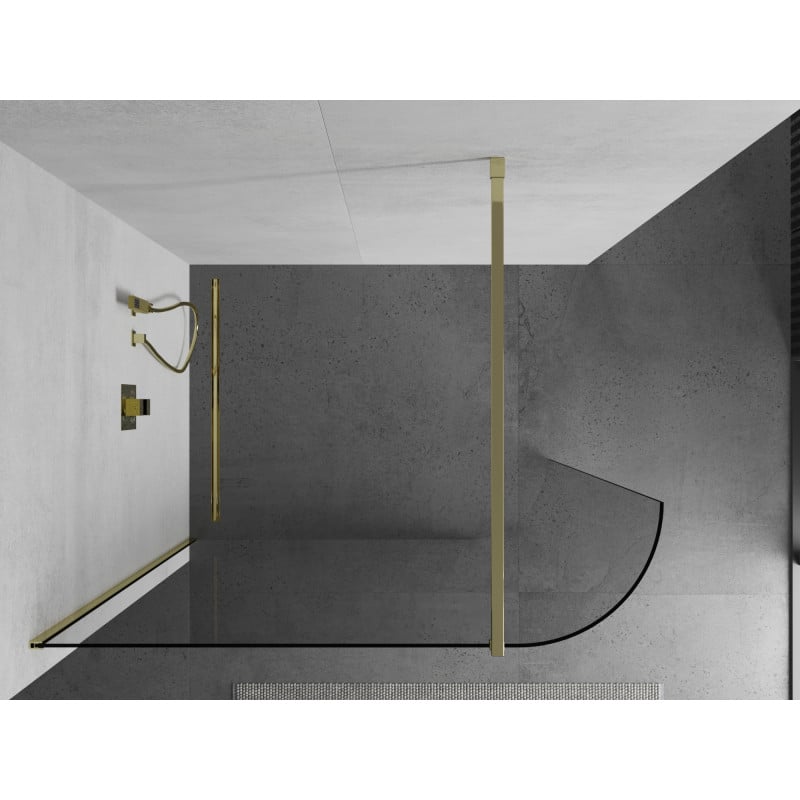 Mexen Kioto-R ścianka prysznicowa zaokrąglona Walk-in 140 x 200 cm, transparent 8 mm, złota - 800-140-101-50-06