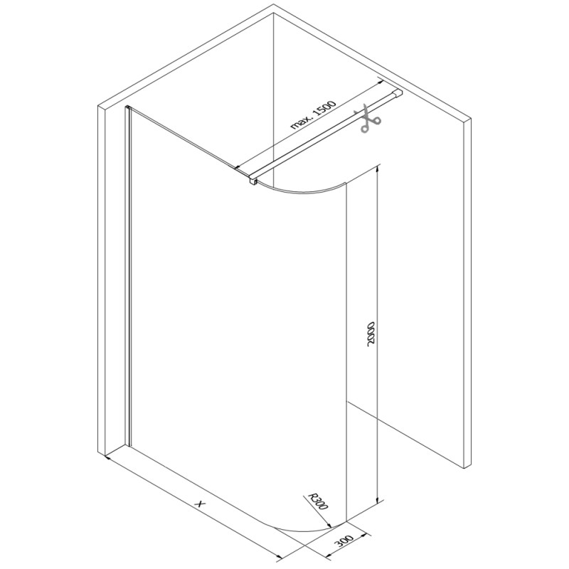 Mexen Kioto-R ścianka prysznicowa zaokrąglona Walk-in 80 x 200 cm, transparent 8 mm, różowe złoto - 800-080-101-60-06