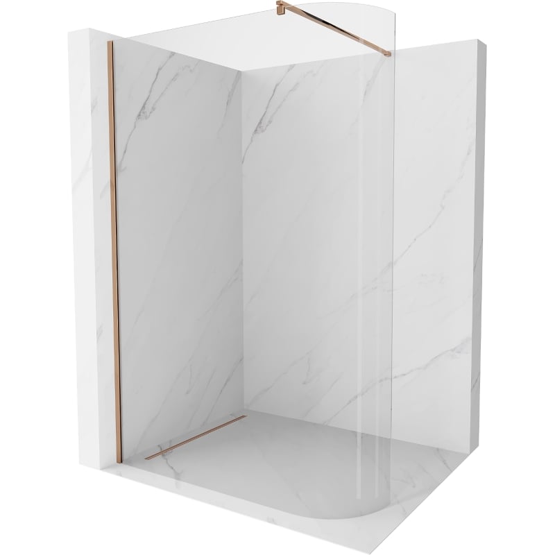 Mexen Kioto-R ścianka prysznicowa zaokrąglona Walk-in 100 x 200 cm, transparent 8 mm, różowe złoto - 800-100-101-60-06