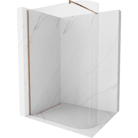 Mexen Kioto-R ścianka prysznicowa zaokrąglona Walk-in 100 x 200 cm, transparent 8 mm, różowe złoto - 800-100-101-60-06