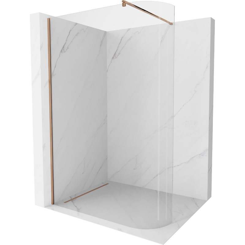 Mexen Kioto-R ścianka prysznicowa zaokrąglona Walk-in 120 x 200 cm, transparent 8 mm, różowe złoto - 800-120-101-60-06
