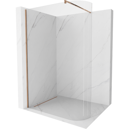 Mexen Kioto-R ścianka prysznicowa zaokrąglona Walk-in 130 x 200 cm, transparent 8 mm, różowe złoto - 800-130-101-60-06