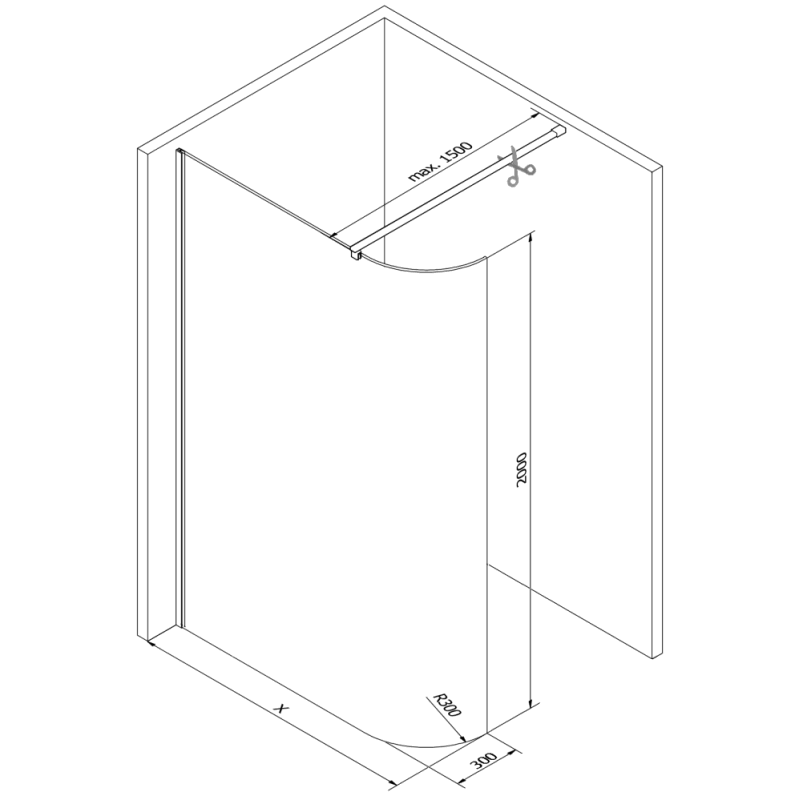 Mexen Kioto-R ścianka prysznicowa zaokrąglona Walk-in 150 x 200 cm, transparent 8 mm, różowe złoto - 800-150-101-60-06