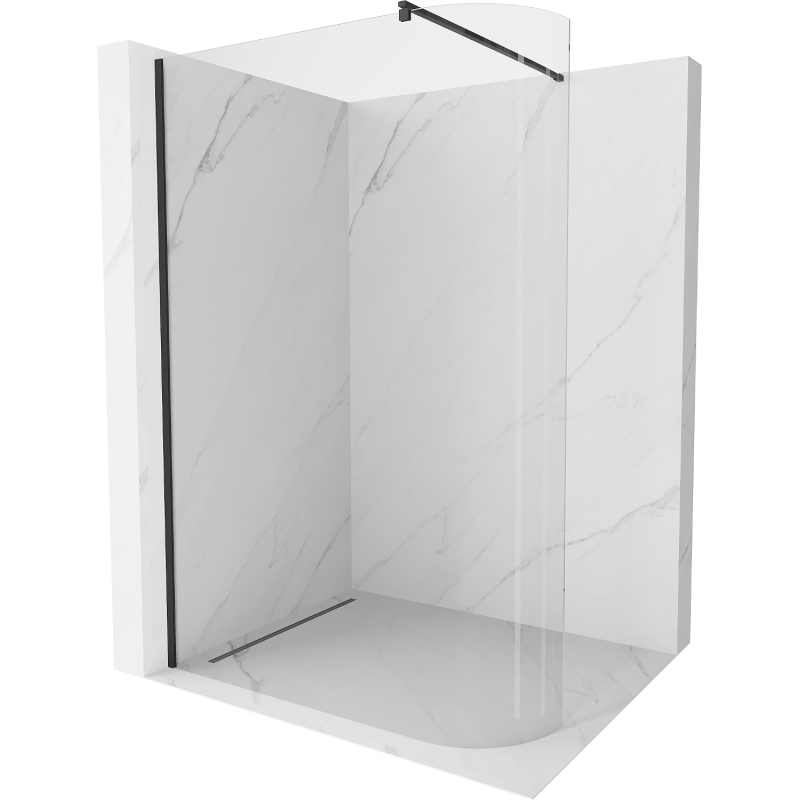 Mexen Kioto-R ścianka prysznicowa zaokrąglona Walk-in 150 x 200 cm, transparent 8 mm, czarna - 800-150-101-70-06