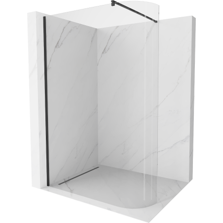 Mexen Kioto-R ścianka prysznicowa zaokrąglona Walk-in 150 x 200 cm, transparent 8 mm, czarna - 800-150-101-70-06