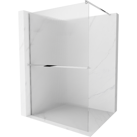 Mexen Kioto+ ścianka prysznicowa z półką Walk-in 130 x 200 cm, prążki, chrom - 800-130-121-01-09