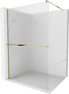 Mexen Kioto+ ścianka prysznicowa z półką Walk-in 70 x 200 cm, prążki, złota - 800-070-121-50-09