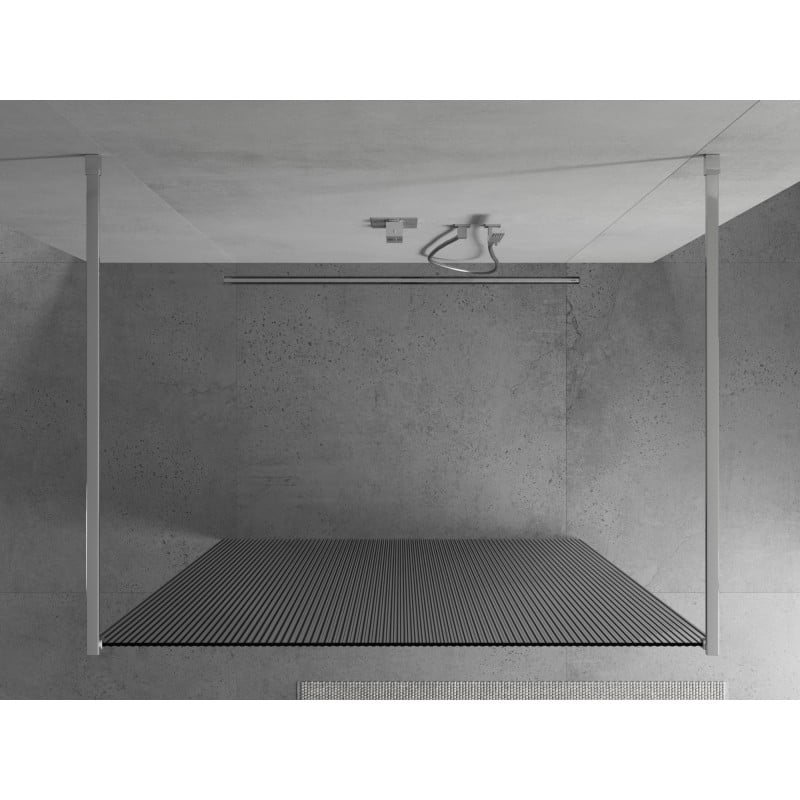 Mexen Kioto ścianka prysznicowa wolnostojąca 140 x 200 cm, prążki 8 mm, chrom - 800-140-002-01-09