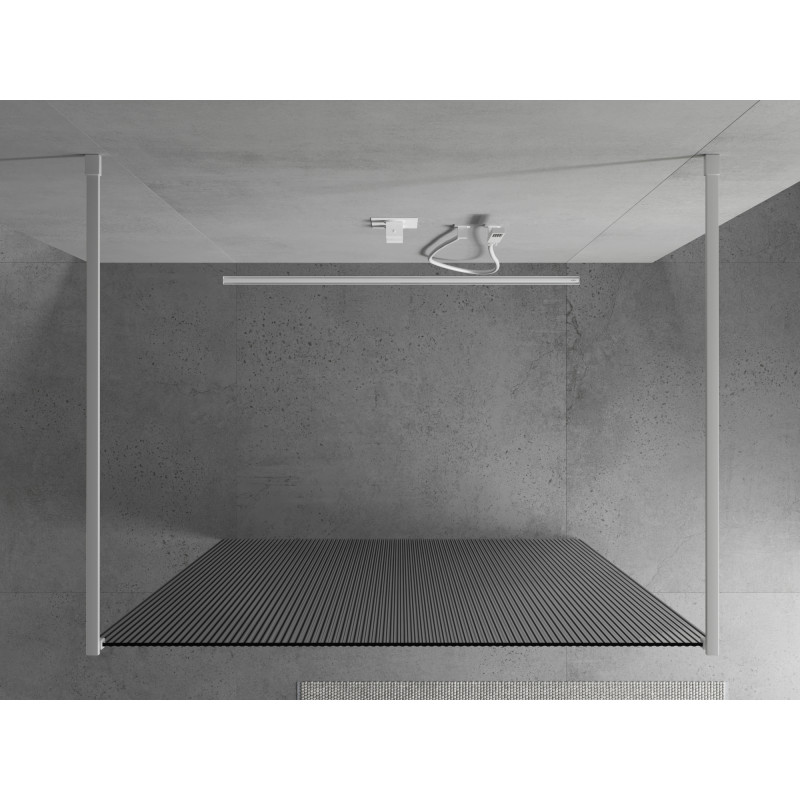 Mexen Kioto ścianka prysznicowa wolnostojąca 110 x 200 cm, prążki 8 mm, biała - 800-110-002-20-09