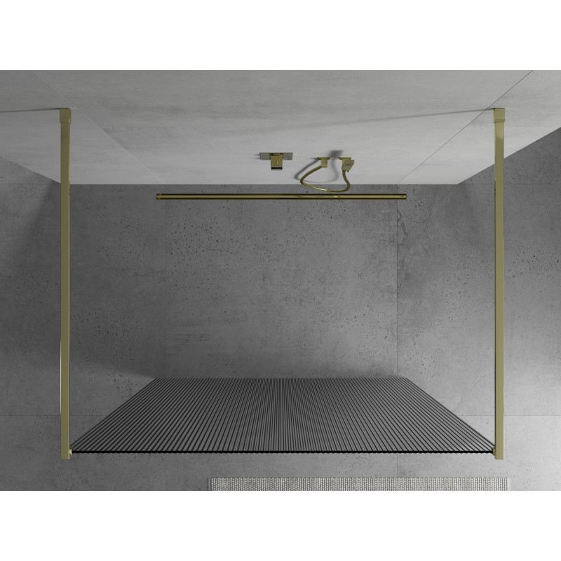 Mexen Kioto ścianka prysznicowa wolnostojąca 120 x 200 cm, prążki 8 mm, złota - 800-120-002-50-09