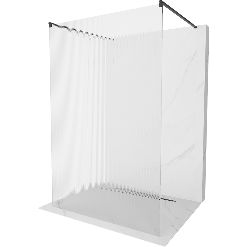 Mexen Kioto ścianka prysznicowa wolnostojąca 100 x 200 cm, prążki 8 mm, czarna - 800-100-002-70-09