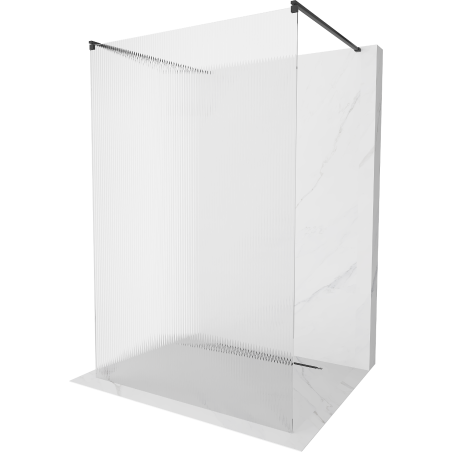 Mexen Kioto ścianka prysznicowa wolnostojąca 100 x 200 cm, prążki 8 mm, czarna - 800-100-002-70-09