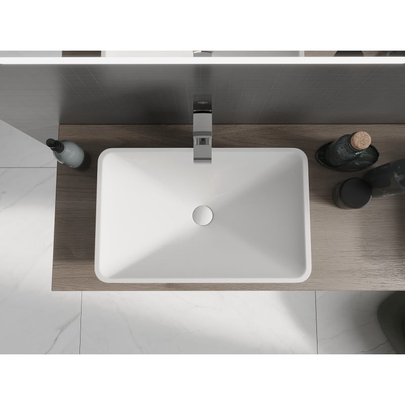 Mexen Esper umywalka nablatowa z konglomeratu 60 x 38 cm, biała - 23036001