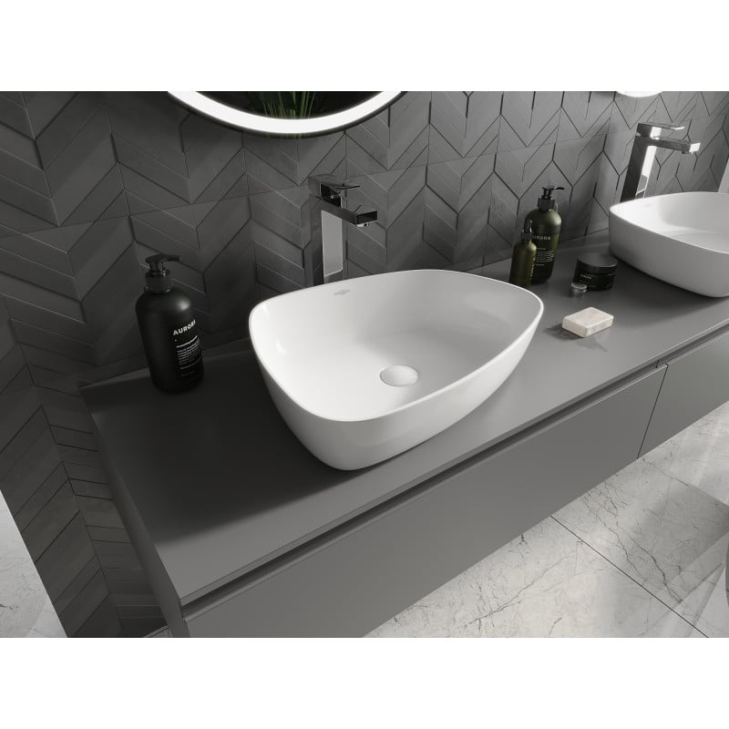 Mexen Ono umywalka nablatowa z konglomeratu 51 x 39 cm, biała - 23045101