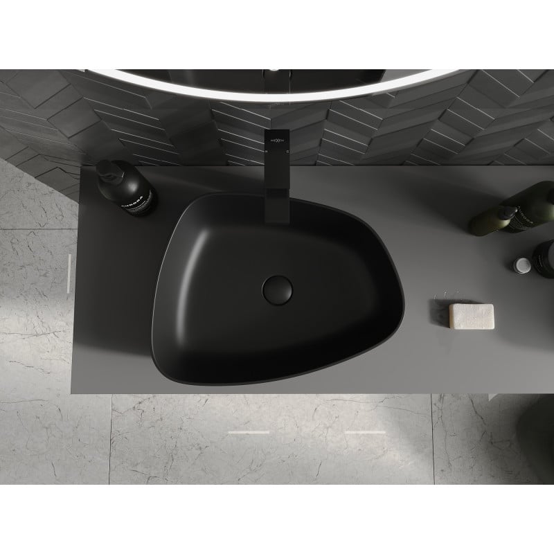 Mexen Ono umywalka nablatowa z konglomeratu 51 x 39 cm, czarna - 23045171