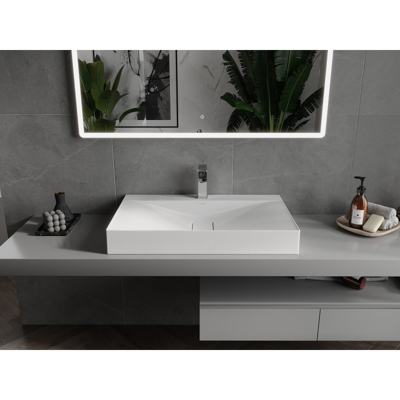 Mexen Poli umywalka nablatowa z konglomeratu 1/O 80 x 48 cm, biała - 23028001