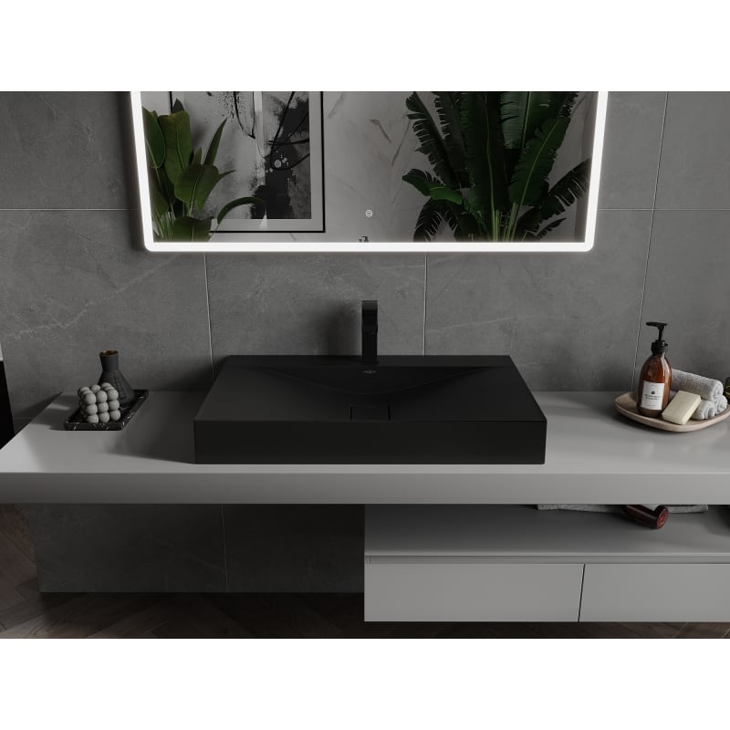 Mexen Poli umywalka nablatowa z konglomeratu 1/O 80 x 48 cm, czarna - 23028071